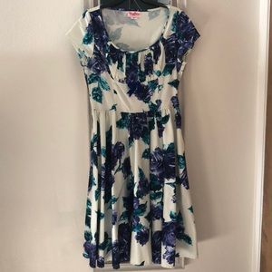 Pinup Couture White/Blue flower Swing Dress XL